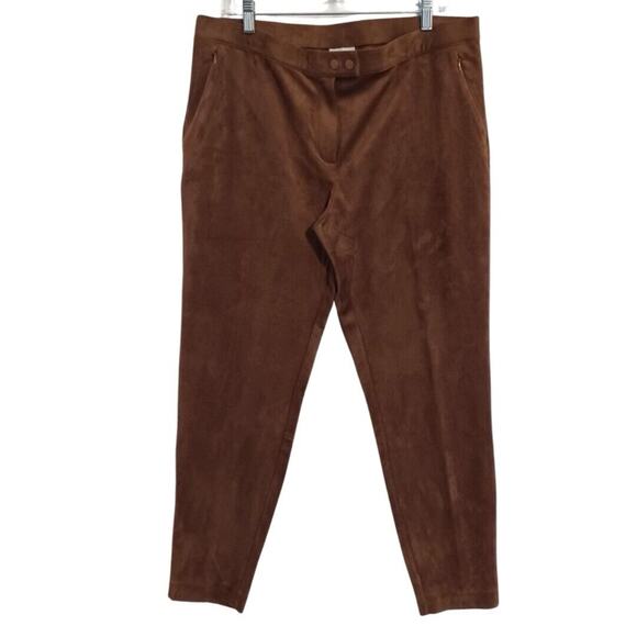J. Jill Faux Suede Ankle Legging Pants Women Size L Acorn Brown Soft Stretch NEW - Picture 1 of 8